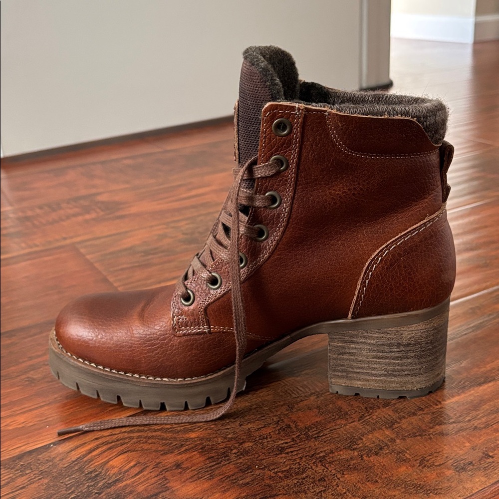 Bullboxer Catherine Brown Leather Lace-Up Boots Sz 39 (9 US equivalent) Lug Sole - Picture 5 of 10